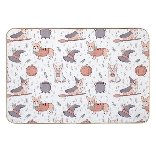 Corgi Halloween Pattern  Fade-Resistant Bath Mat