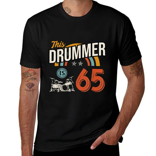 Vintage 65 Year Old Birthday Drummer Drums 65th B-Day Crew  Versatile T-Shirt