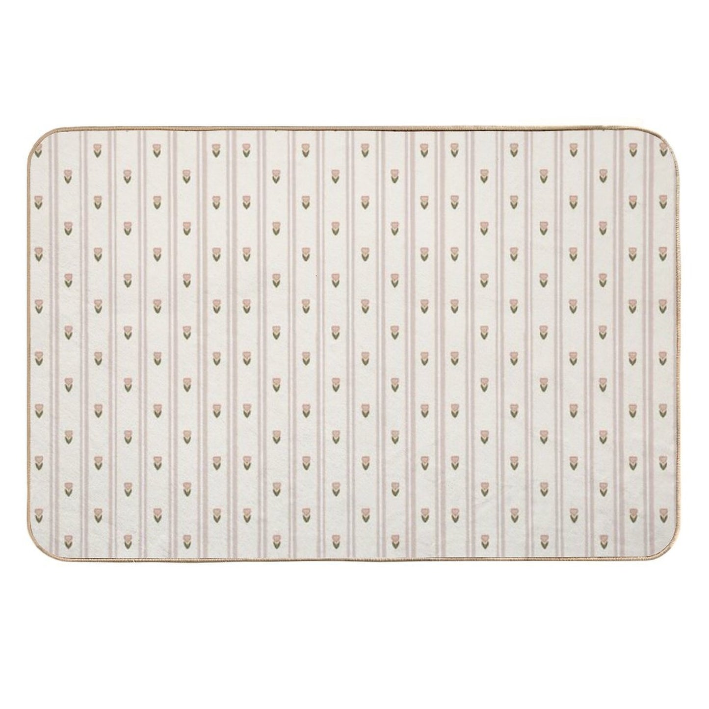 Grandma's Cottage Pink Tulips Wallpaper Pattern  Non-Slip Bath Mat