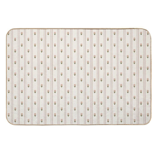 Grandma's Cottage Pink Tulips Wallpaper Pattern  Non-Slip Bath Mat