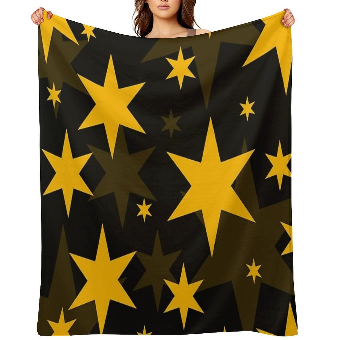 Retro Pop Art Yellow Star Pattern Premium Throw Blanket