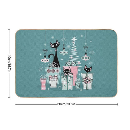 Vintage Kitty Christmas II ©studioxtine  Toxin-Free Bath Mat
