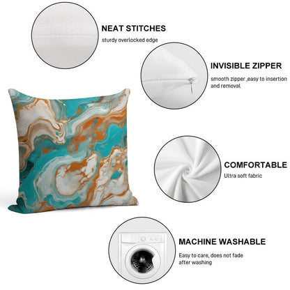 Turquoise Marble Texture With Light Earth Soft Gift Ready Throw Pillow