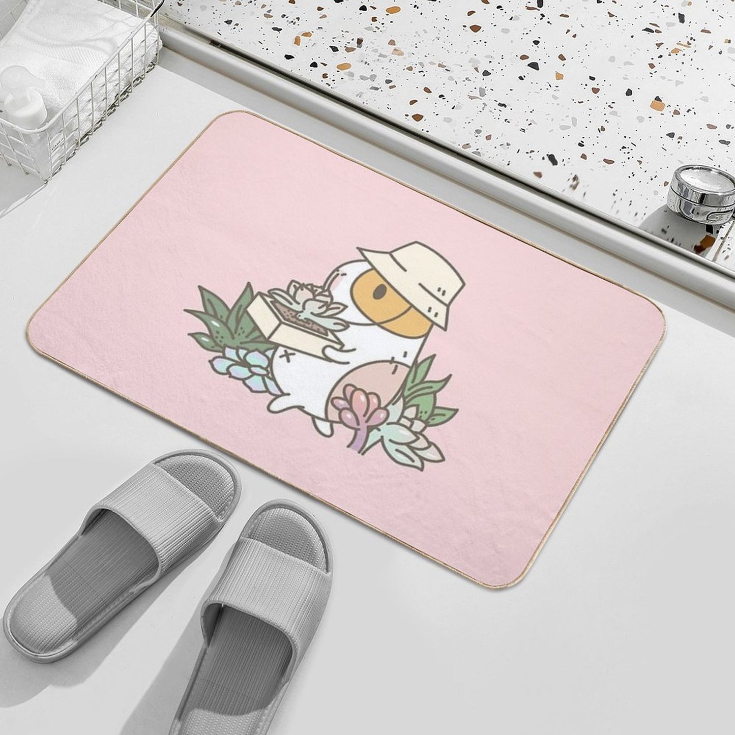 Bubu The Guinea Pig, Succulent Love  Dirt-Trapping Bath Mat