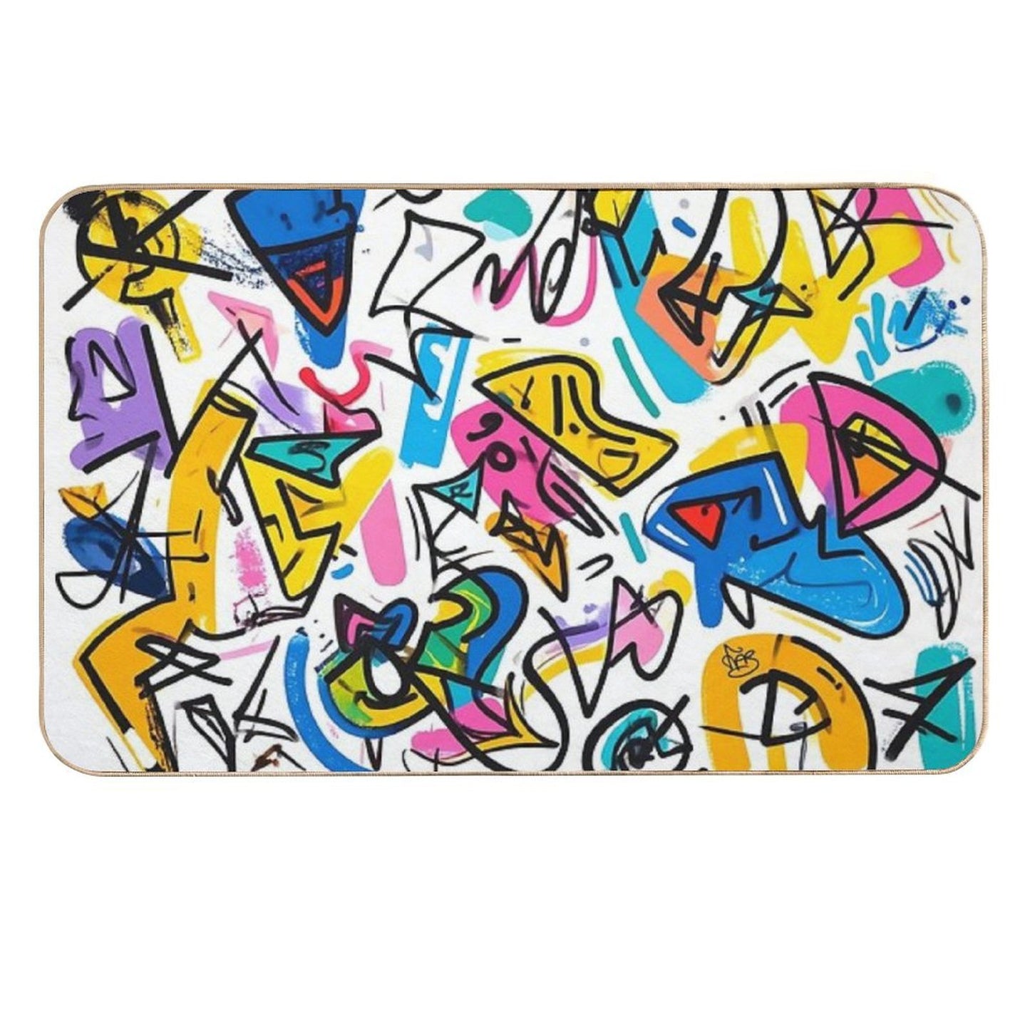 Colorful Abstract Graffiti  Easy To Clean Bath Mat