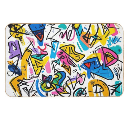 Colorful Abstract Graffiti  Easy To Clean Bath Mat