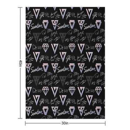 SEVENTEEN Signatures And Logos Pattern (Black) Multi-functional Throw Blanket