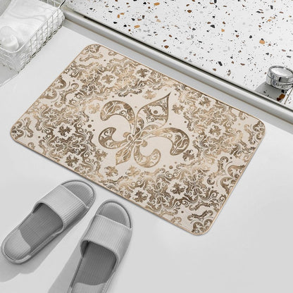 Fleur-de-lis Ornament - Pastel Gold  Slip-Resistant Bath Mat