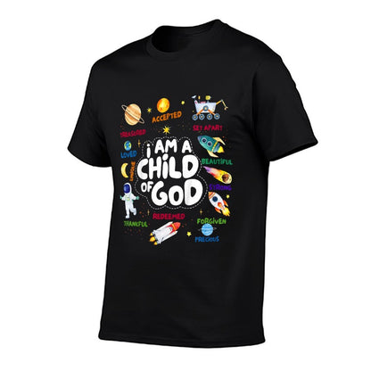 Kids Child of God Outer Space I Am Affirmation Christian Boys  Quick-drying T-Shirt