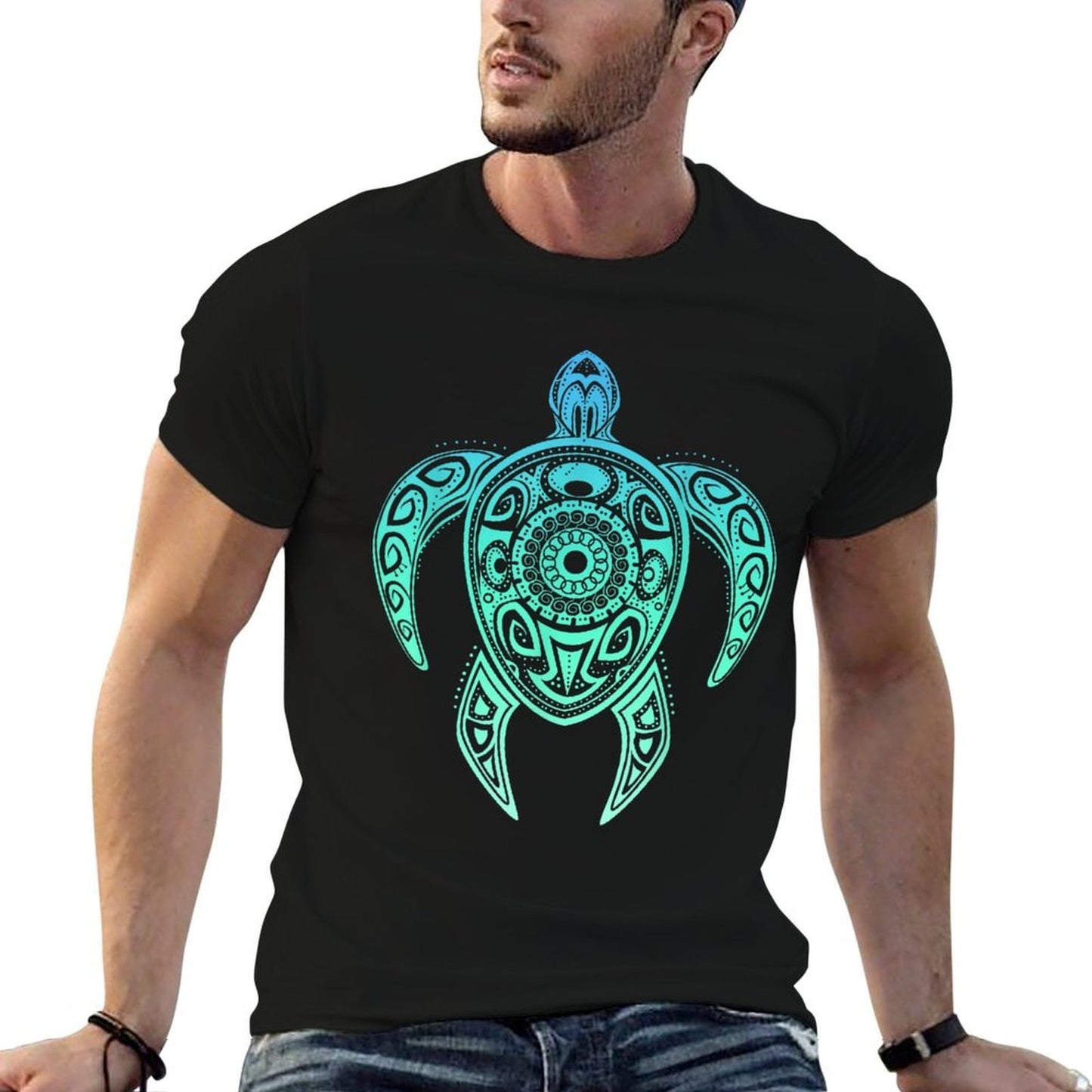Colorful Turtle Watercolor Maori Ocean Scuba  Eco-friendly Material T-Shirt