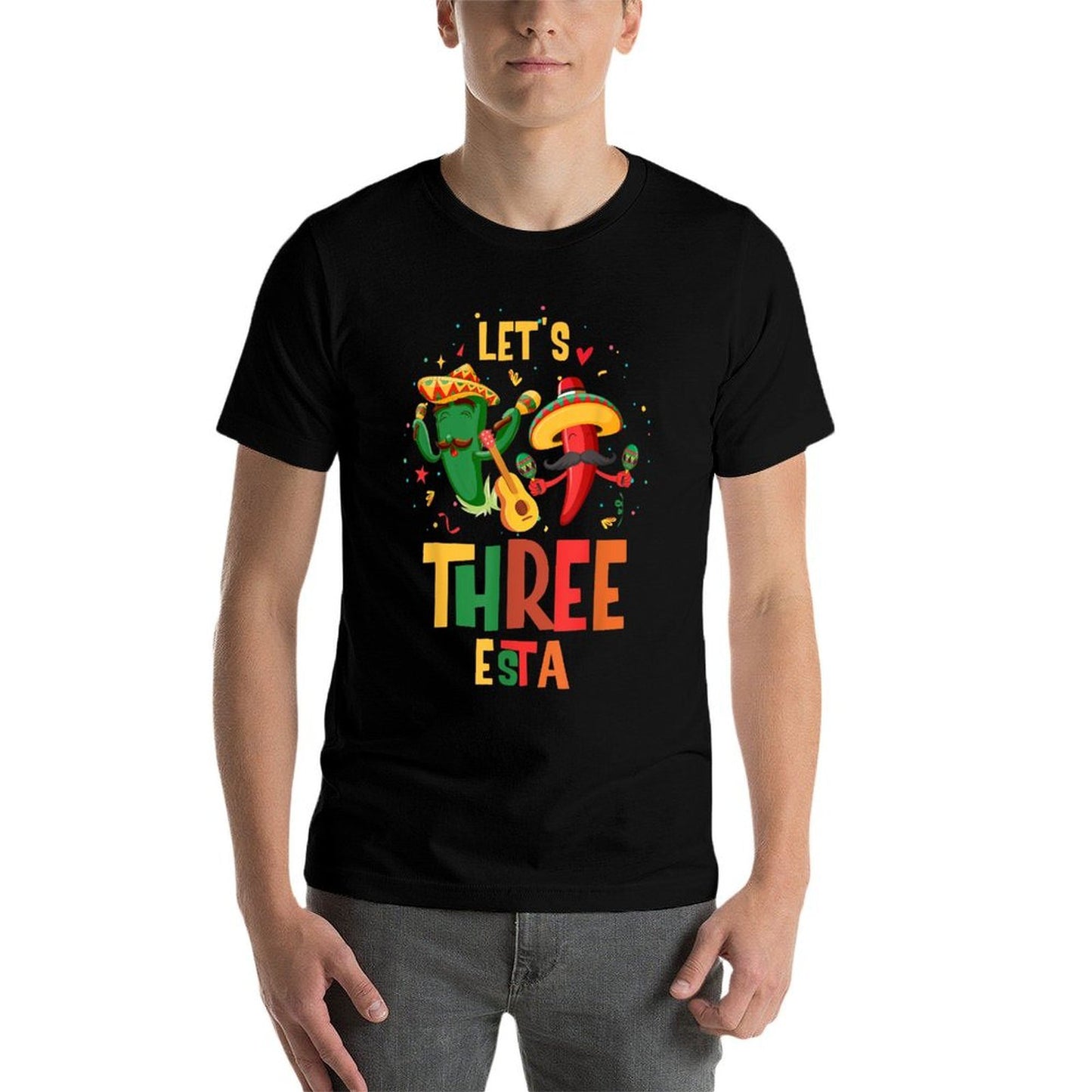 3 Year Old Three Esta Mexican 3rd Birthday Kids  Summer-ready Fabric T-Shirt