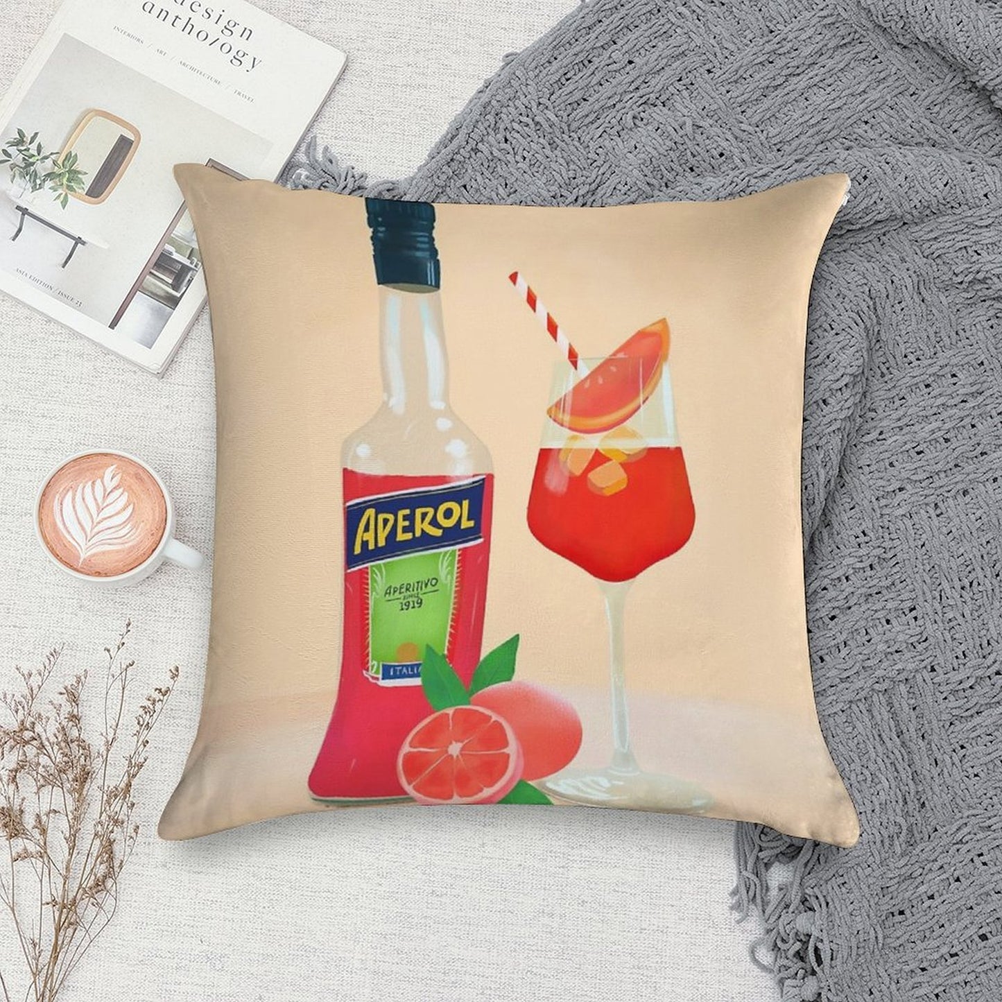Aperol Orange Soft Hidden Zipper Throw Pillow