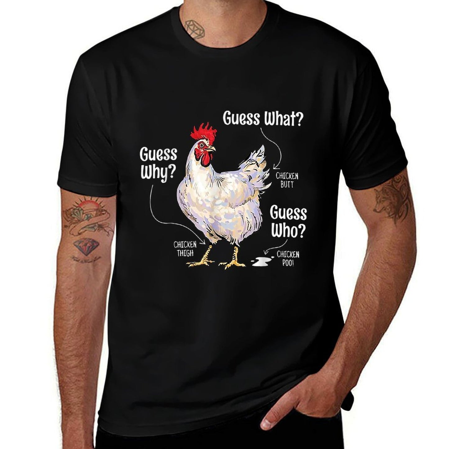 Guess What Chicken Butt Chicken Lover Funny Chicken Meme  Wrinkle-resistant T-Shirt
