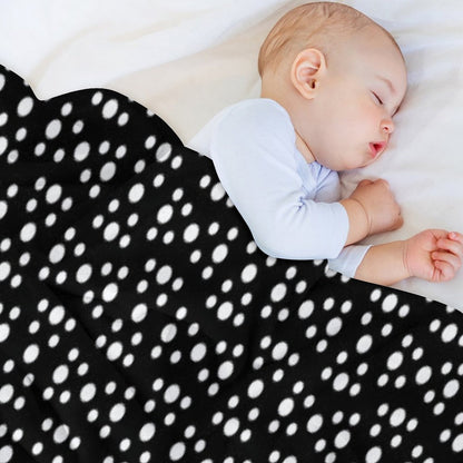 Geometric Dotted Line Pattern No.6 Black And White Gift-ready Throw Blanket