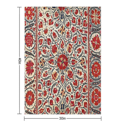 Bokhara Suzani Uzbekistan Colorful Embroidery Print Velvety-soft Throw Blanket