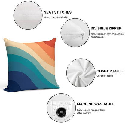 Retro Summer Wave #1 #minimal #decor #art Soft High-Density Material Throw Pillow