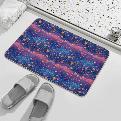 Field of Neon Cosmic Wildflowers  Non-Slip Bath Mat