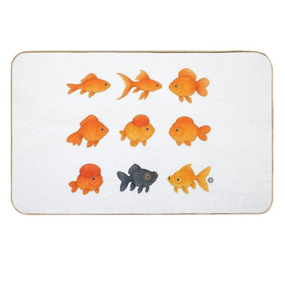 Watercolor Japanese Goldfish - Kawaii Watercolour Style  Odorless Bath Mat