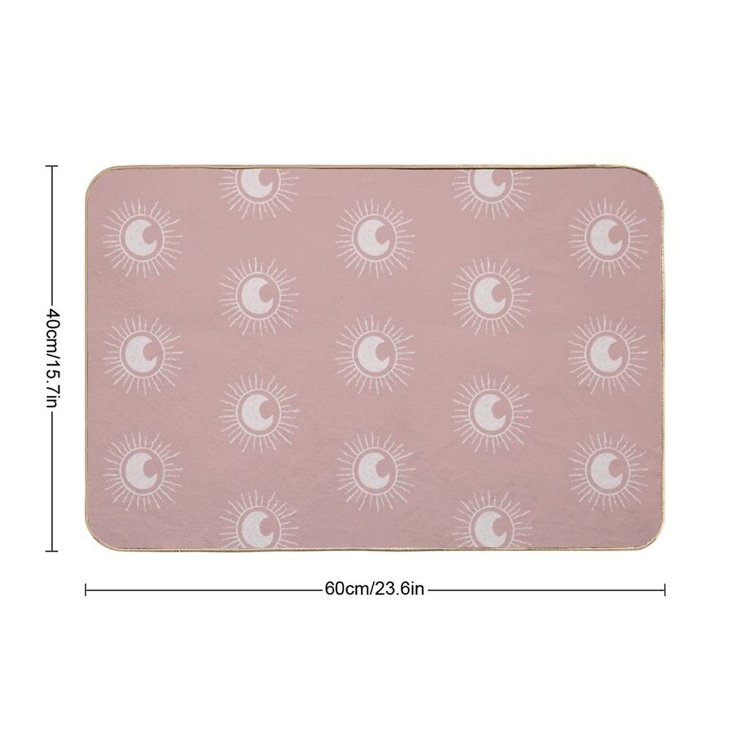 Boho Sun And Moon Pattern Bohemian Aesthetic In Muted Colors Pink Durable Bath Mat