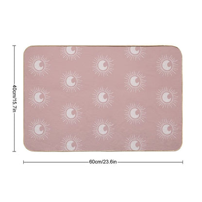 Boho Sun And Moon Pattern Bohemian Aesthetic In Muted Colors Pink Durable Bath Mat