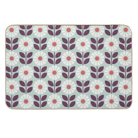 KF 0004 B  A Minimalist Vintage Retro Daisies 70s Modern Geometric Floral  Non-Slip Bath Mat