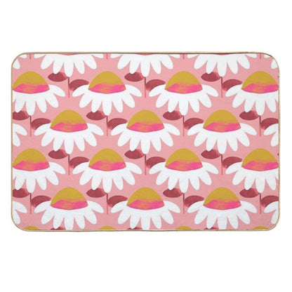 Floral Simplicity - Pink And Ochre  Stain-Proof Bath Mat
