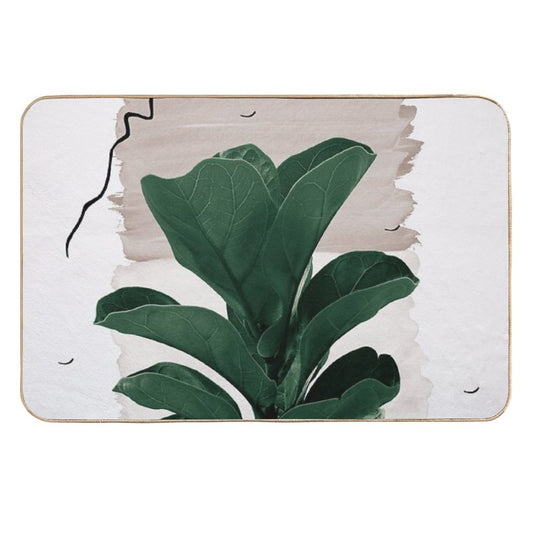 Fiddle Leaf Abstract - Naturelle #1 #minimal #wall #decor #art  Rapid-Drying Bath Mat