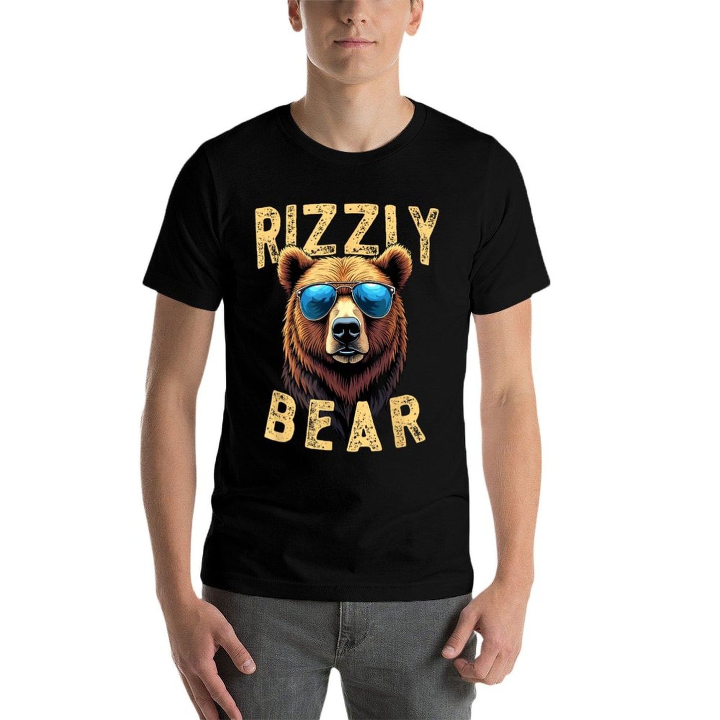 Rizzly Bear Cool Grizzly Bear Wearing Sunglasses Funny Meme  Easy-care T-Shirt