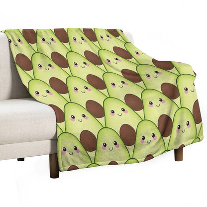 Cute Avocados Tile Plush Throw Blanket