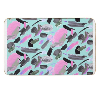 Mint And Pink Abstract Painting  Multi-Purpose Bath Mat