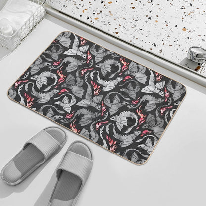 Dragon Fire Dark Grey And Black Durable Bath Mat