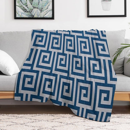 Blue Geometric Maze Pattern Versatility Throw Blanket