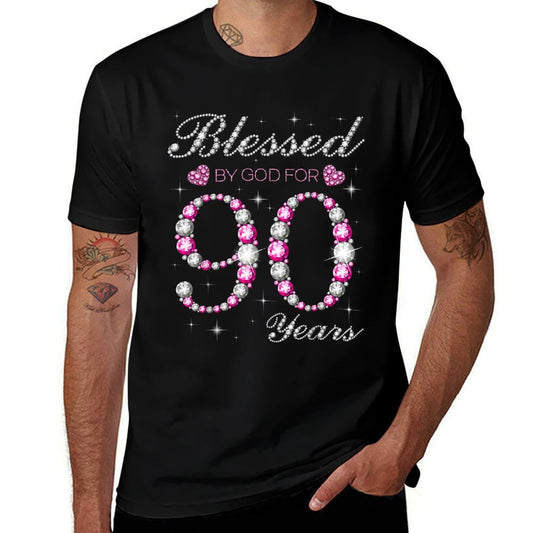 Blessed By God For 90 Years Old 90th Birthday Party B-day Comfortable T-Shirt