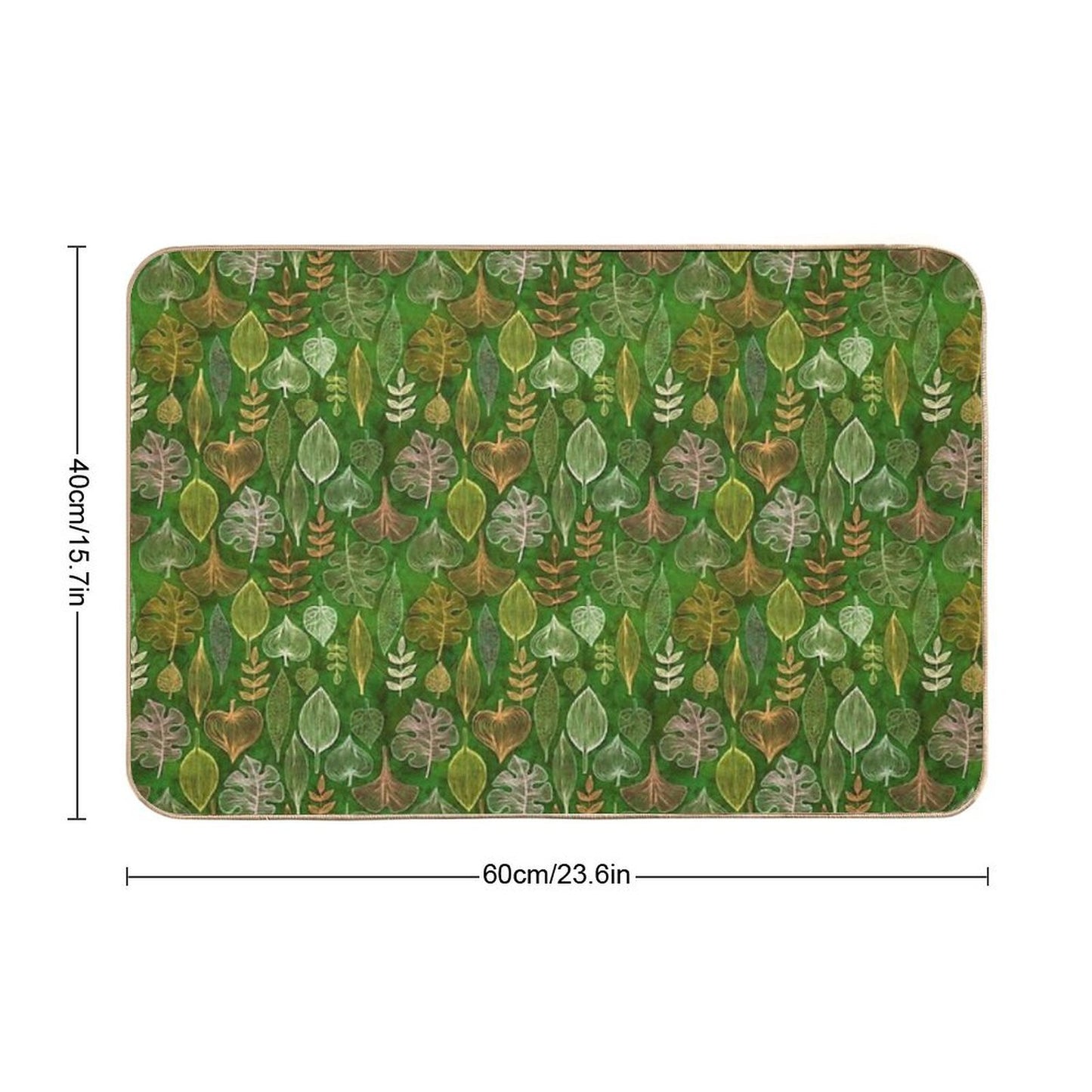 Leaves on Green  Easy Maintenance Bath Mat