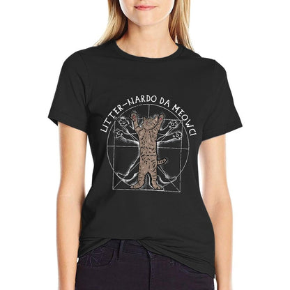 Vitruvian Litter-nardo Da Meowci Cat Meme  Trendy Pattern T-Shirt