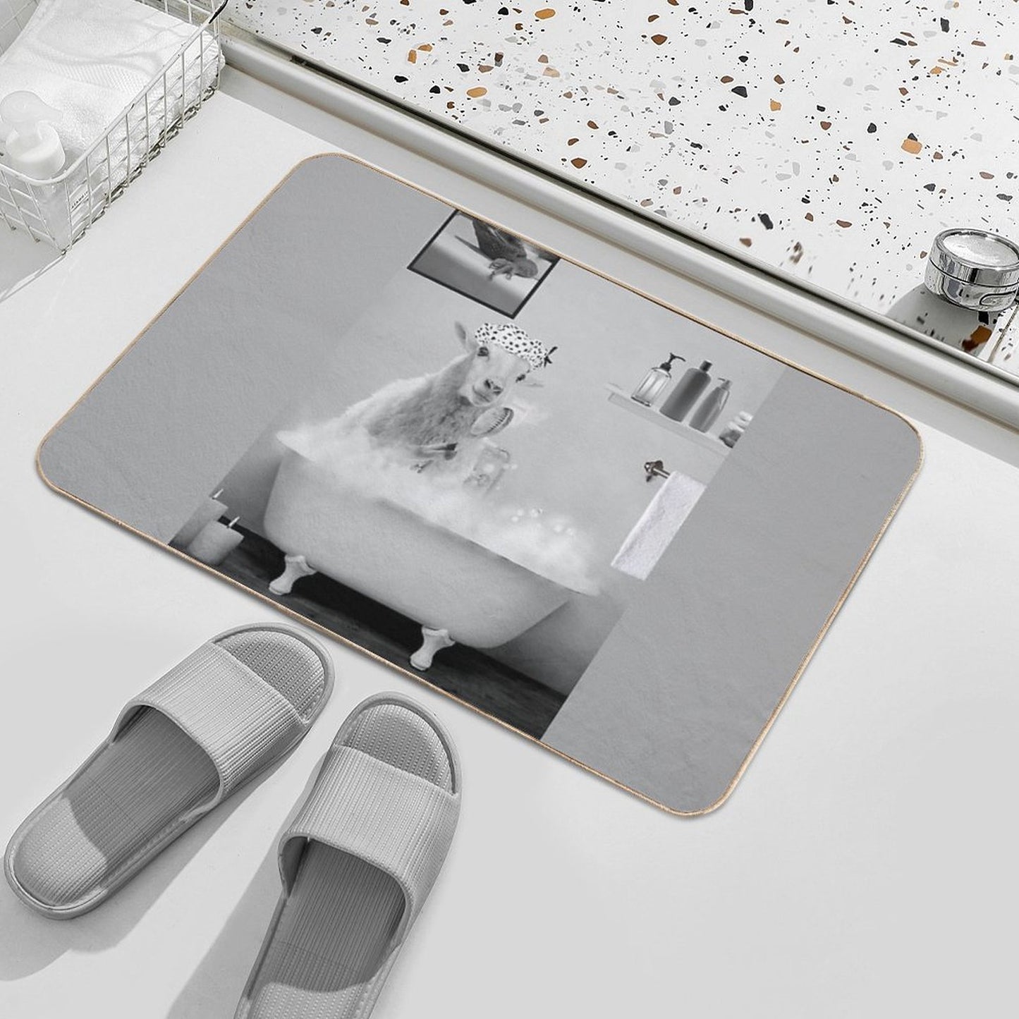 Sheep on Bathtub Bubble Bath  Multi-Purpose Bath Mat