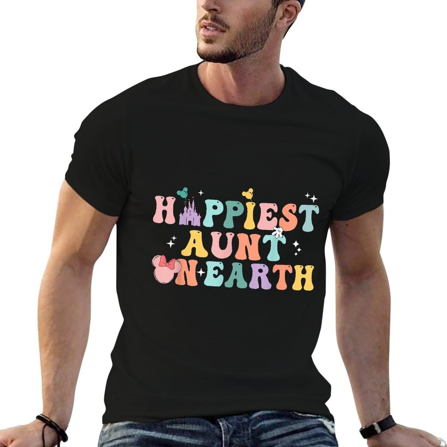 Groovy Happiest Aunt On Earth  Summer-ready Fabric T-Shirt