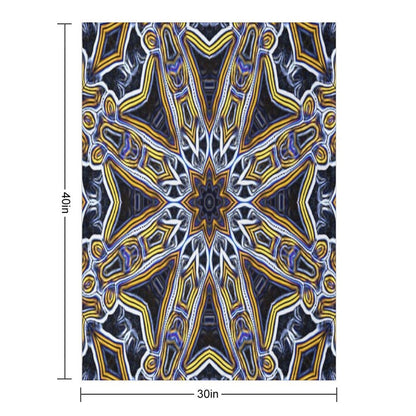 Mandala Eight Petal Talisman Yellow Plush Throw Blanket