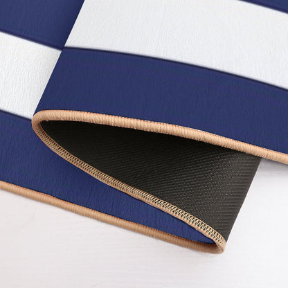 Navy Blue And White Stripes  High-Traffic Bath Mat