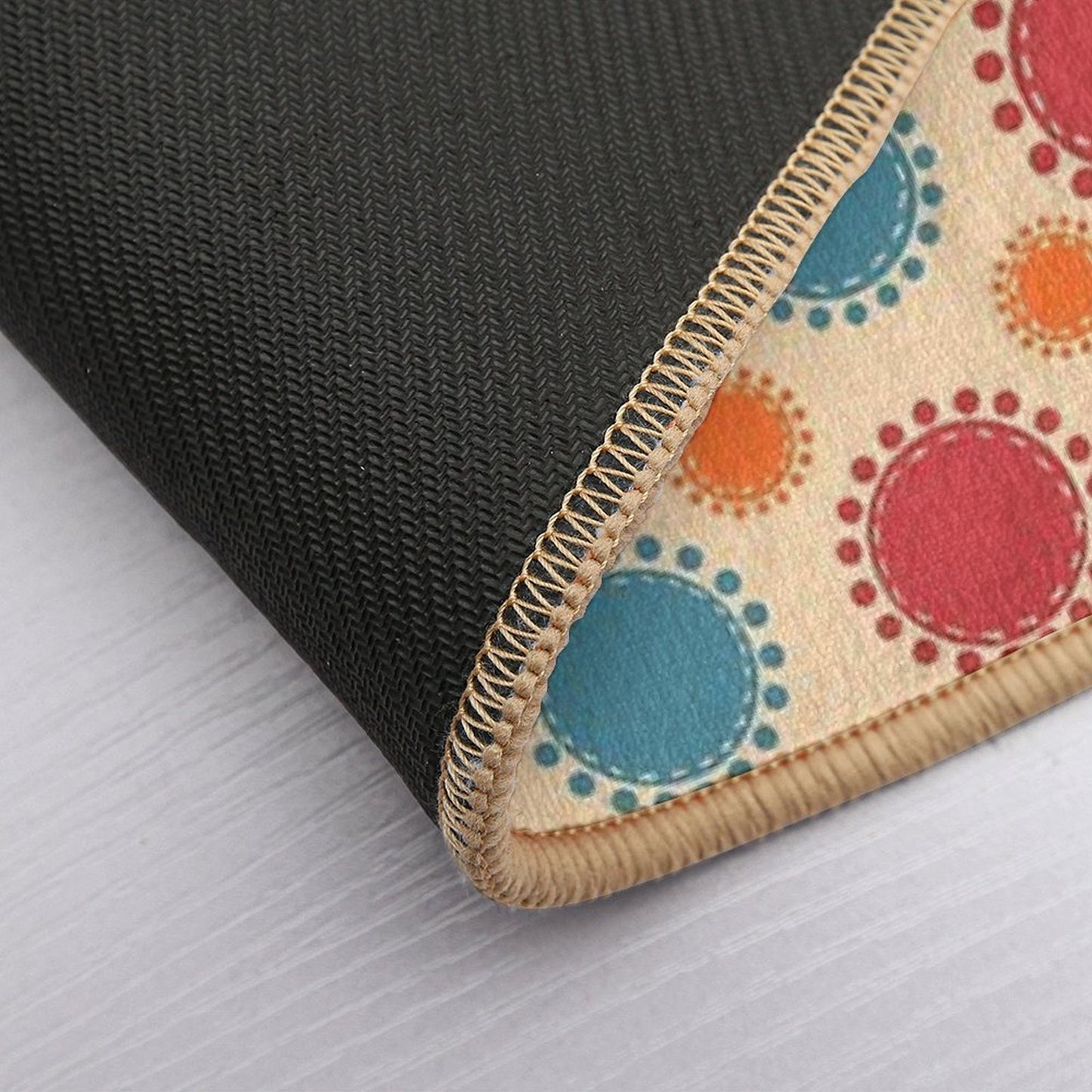 Playful Retro Dot Circles  70s Inspired Boho Geometric Pattern  Pet-Safe Bath Mat