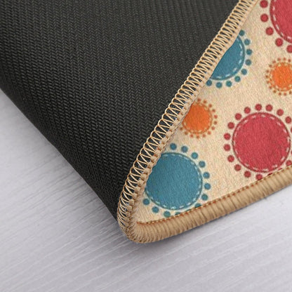 Playful Retro Dot Circles  70s Inspired Boho Geometric Pattern  Pet-Safe Bath Mat