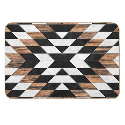 Urban Tribal Pattern No.13 - Aztec - Concrete And Wood  Easy To Clean Bath Mat