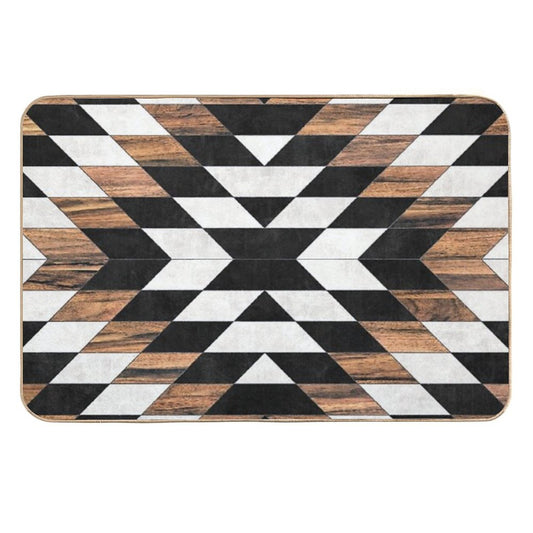 Urban Tribal Pattern No.13 - Aztec - Concrete And Wood  Easy To Clean Bath Mat