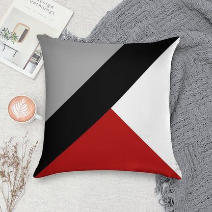 Black Diagonal Stripe with Triangles Soft Hidden Zipper Throw Pillow