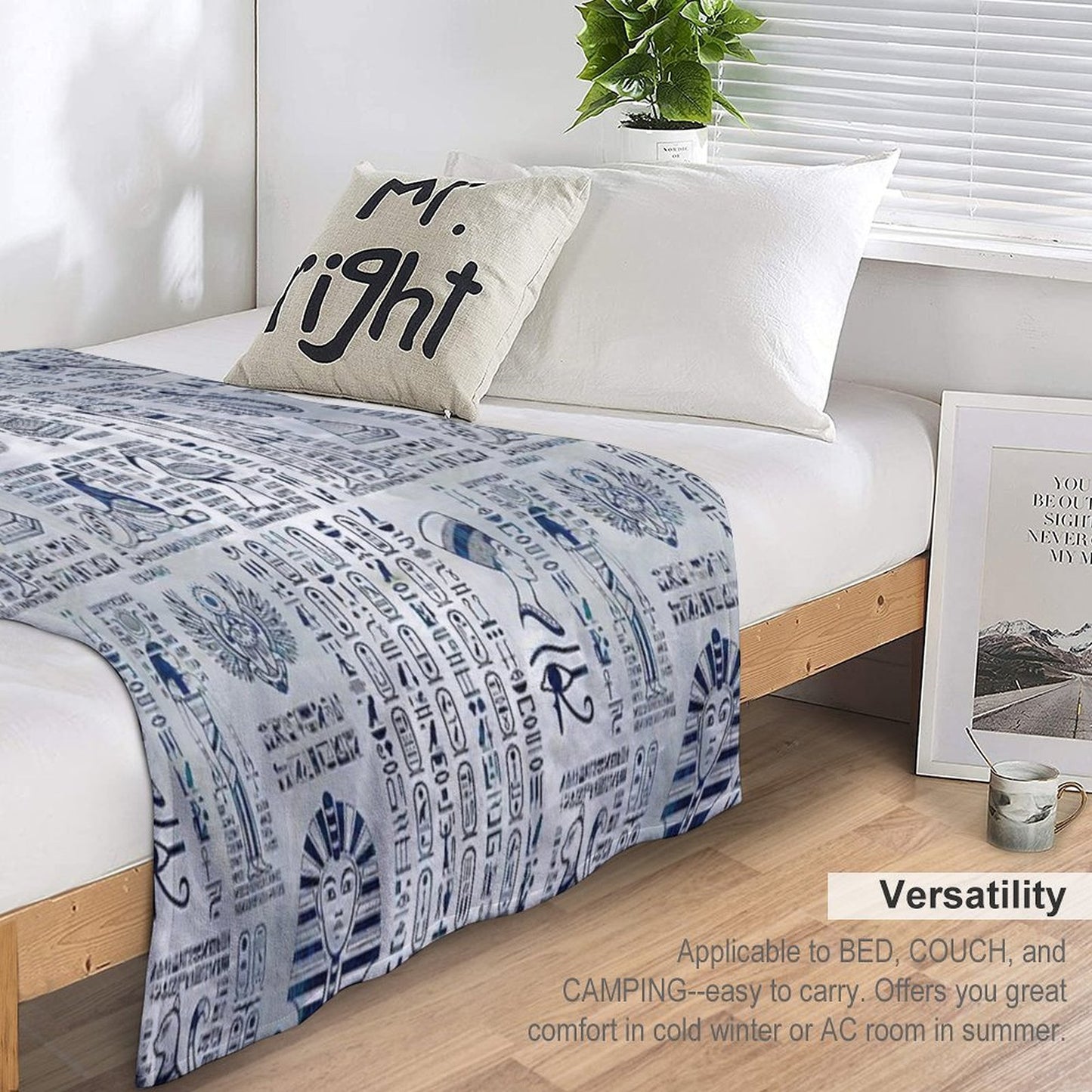 Egyptian Hieroglyphs And Deities Abalone on Pearl Plush Throw Blanket