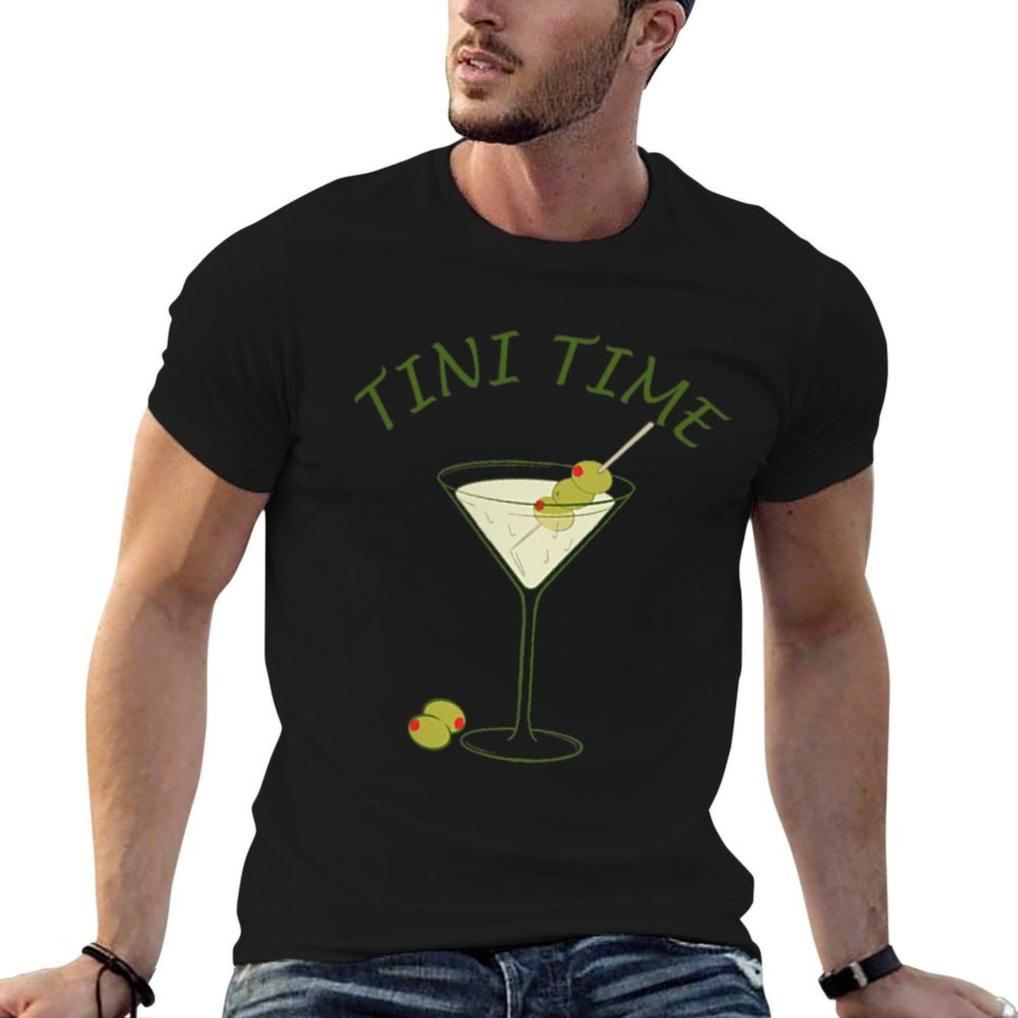 Tini Time - Funny Dirty Martini Filthy Martini Cocktail  Rolled Sleeves T-Shirt