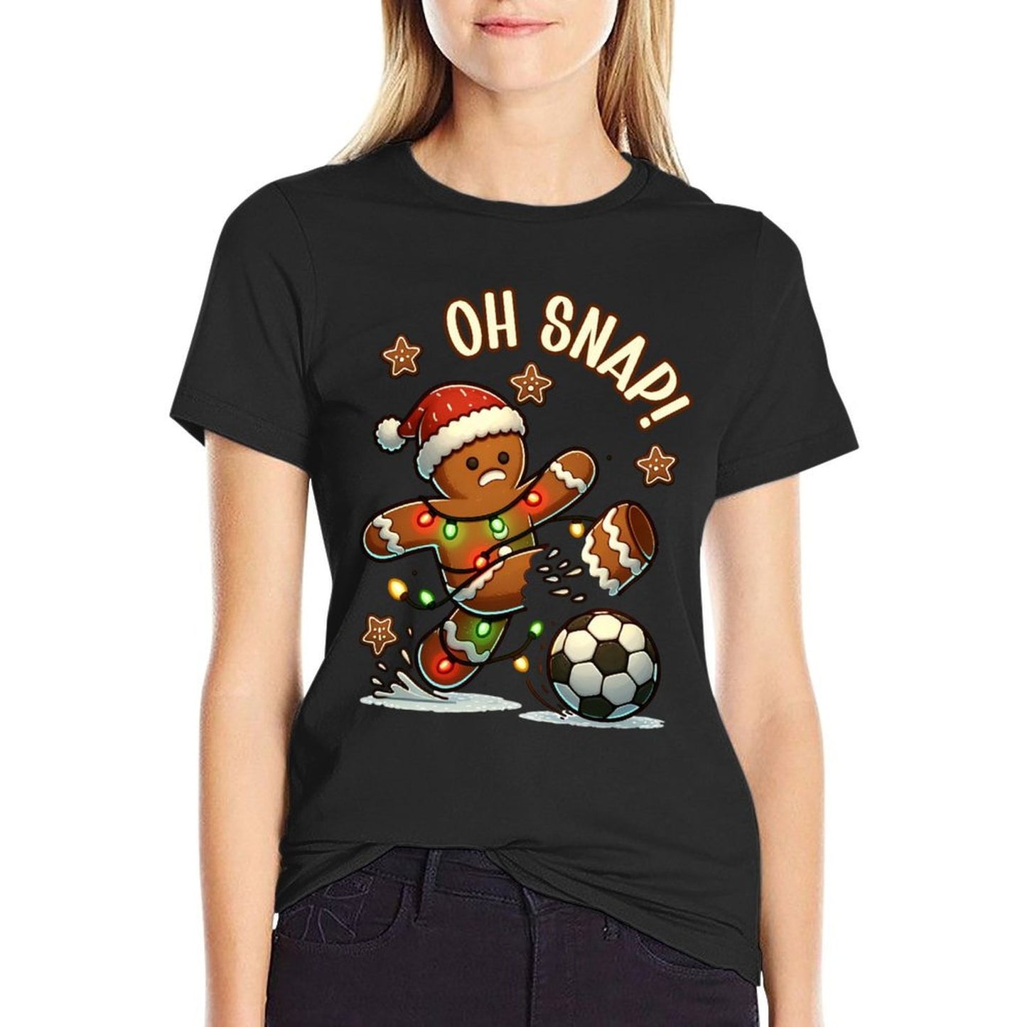 Oh Snap Gingerbreadman Christmas Soccer  Wrinkle-resistant T-Shirt
