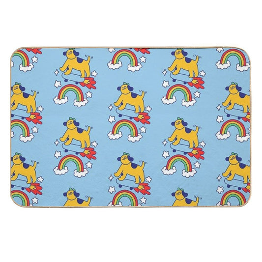 Dog Flying On A Skateboard  Pet-Safe Bath Mat