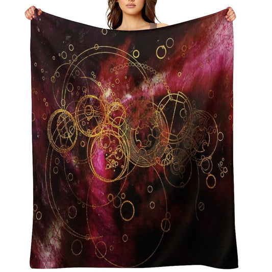 ClockWork Writing Red Compact Throw Blanket