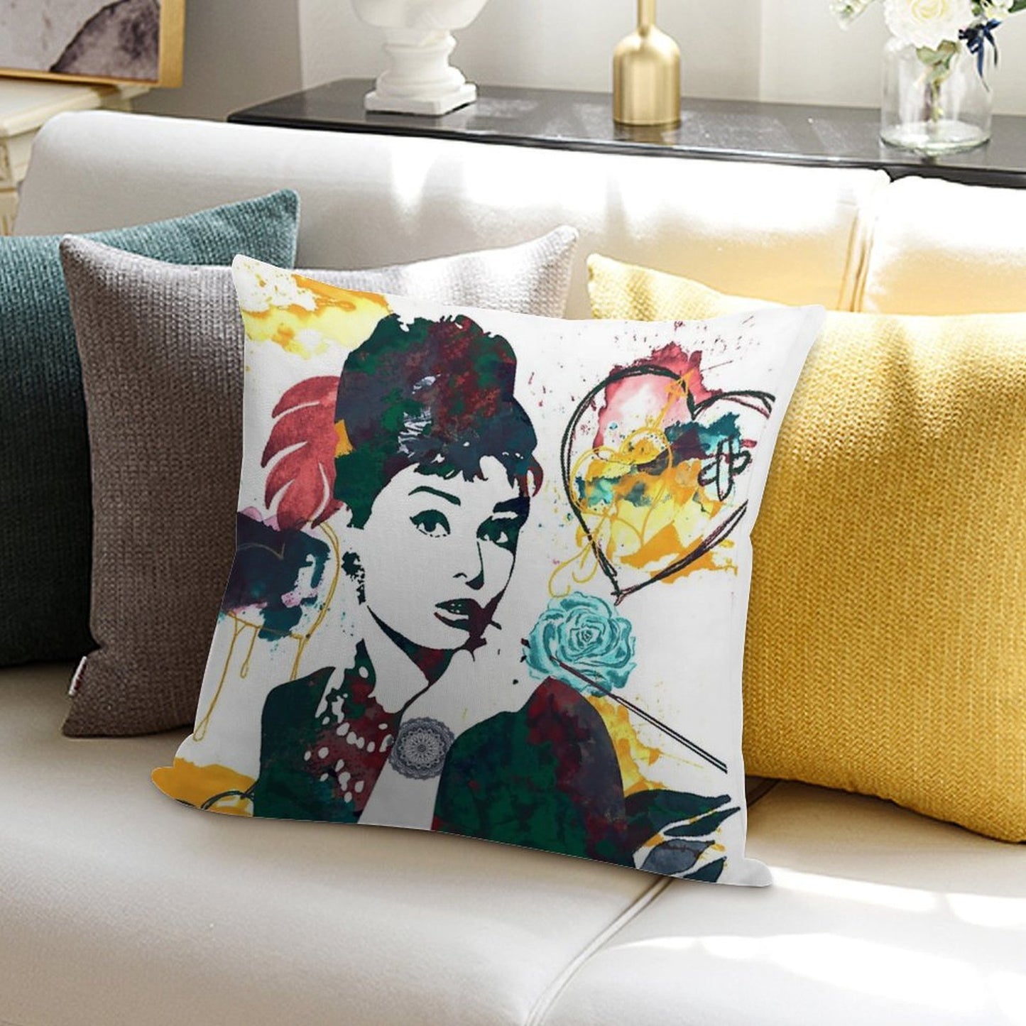 Audrey Hepburn Nature Colours Soft Reinforced Edging Throw Pillow